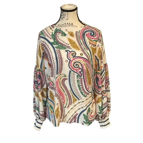 Free People Tops - Free People Jealous Tomatoes Polyester Long Sleeve Blouse Top Size Small